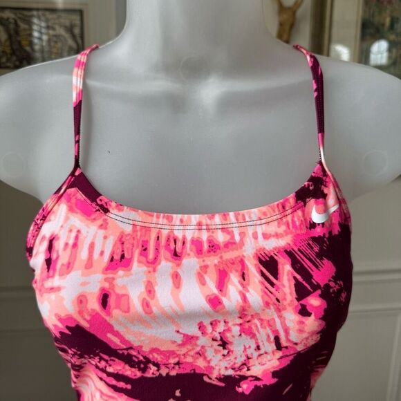 Nike Swim Solar Canopy Classic Tank Swimsuit Bordeaux 8 - Picture 2 of 9